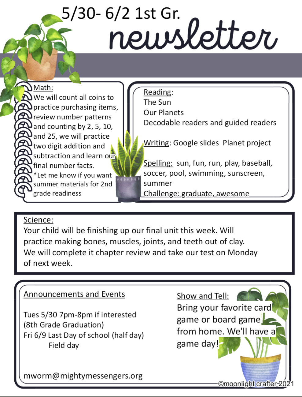 Newsletters St. Michael Lutheran School Portage, Michigan